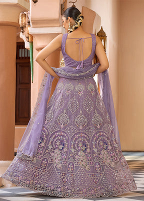 Purple Net Dupatta Lehenga Set