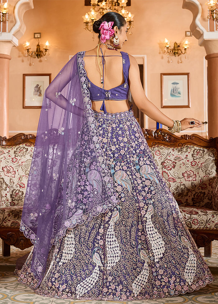 Purple Net Dupatta Lehenga Set