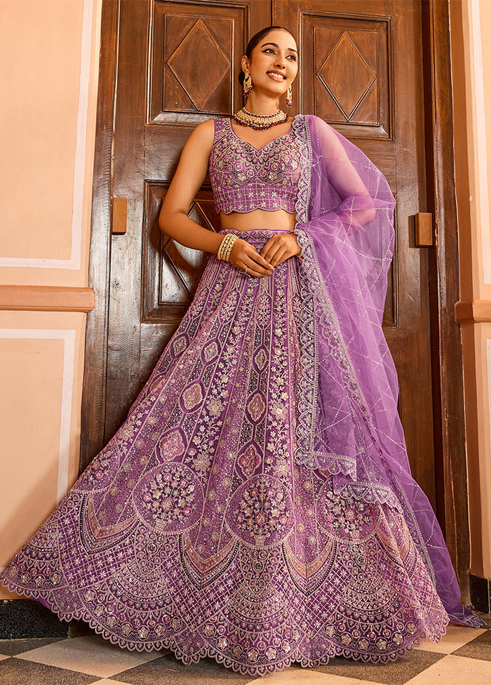 Lavender Net Dupatta Lehenga Set