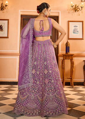 Lavender Net Dupatta Lehenga Set