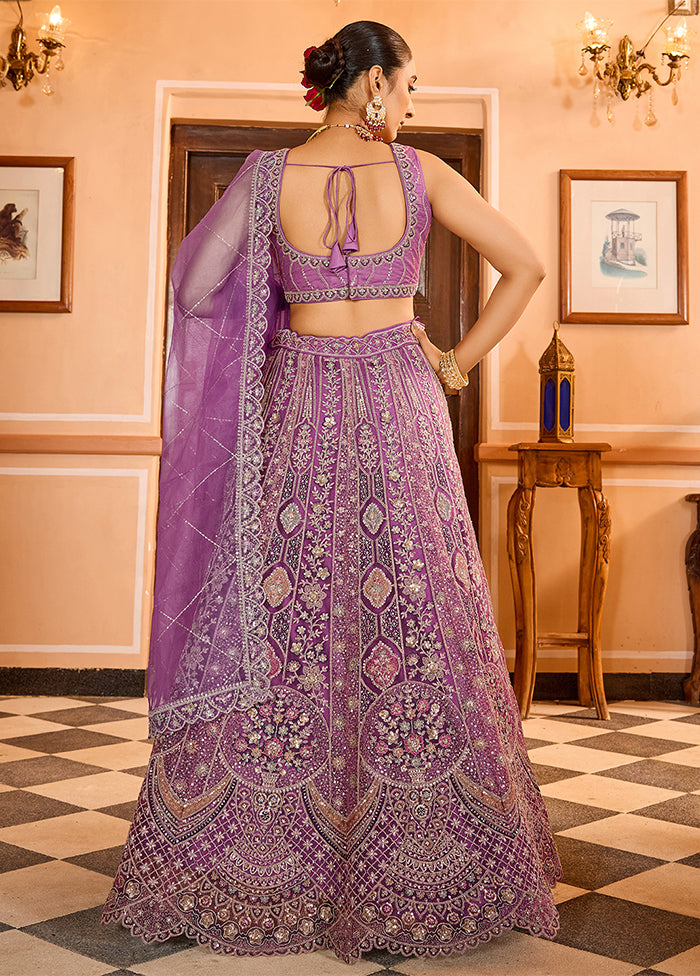 Lavender Net Dupatta Lehenga Set