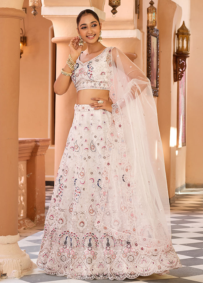 White Net Dupatta Lehenga Set