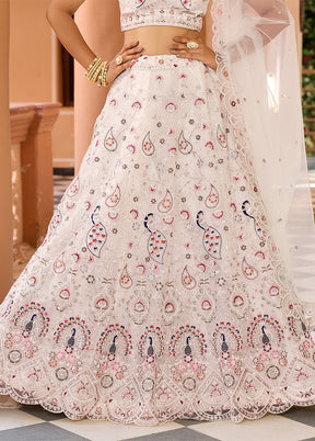 White Net Dupatta Lehenga Set