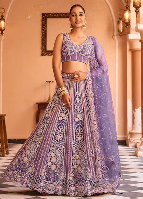 Lavender Net Dupatta Lehenga Set