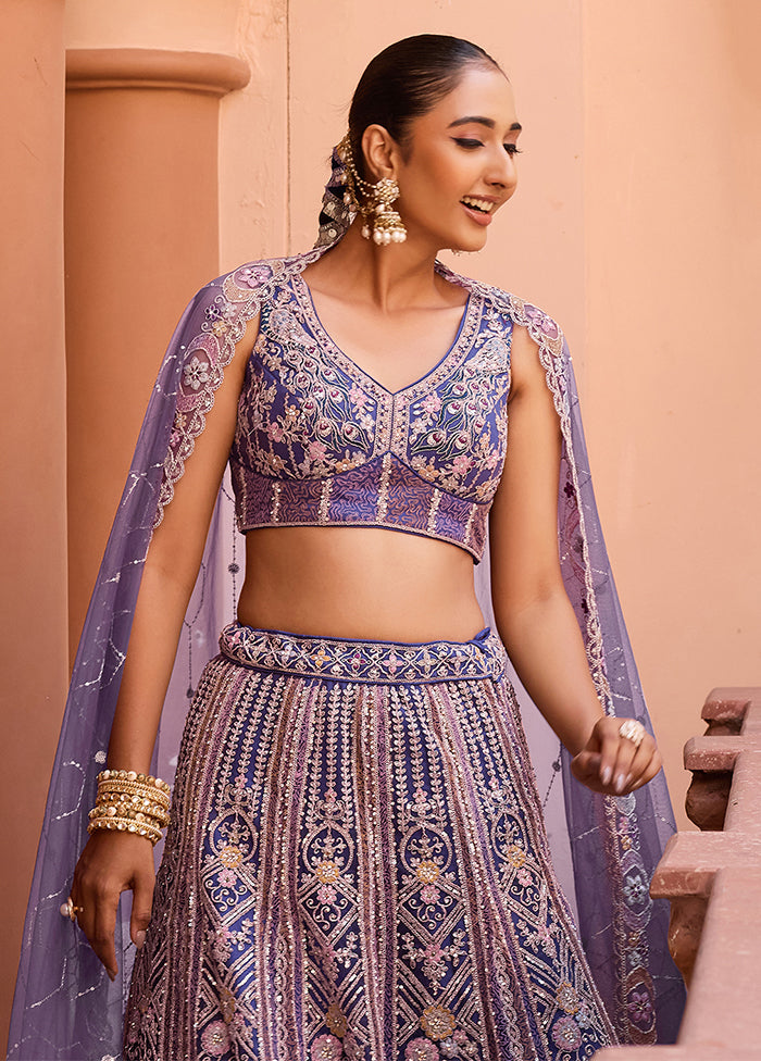 Lavender Net Dupatta Lehenga Set
