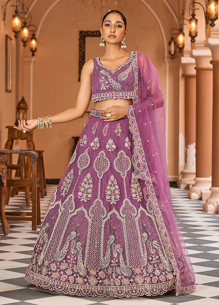Lavender Net Dupatta Lehenga Set
