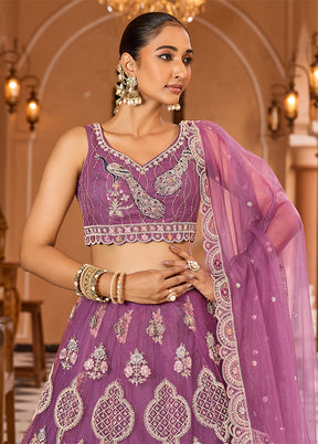Lavender Net Dupatta Lehenga Set