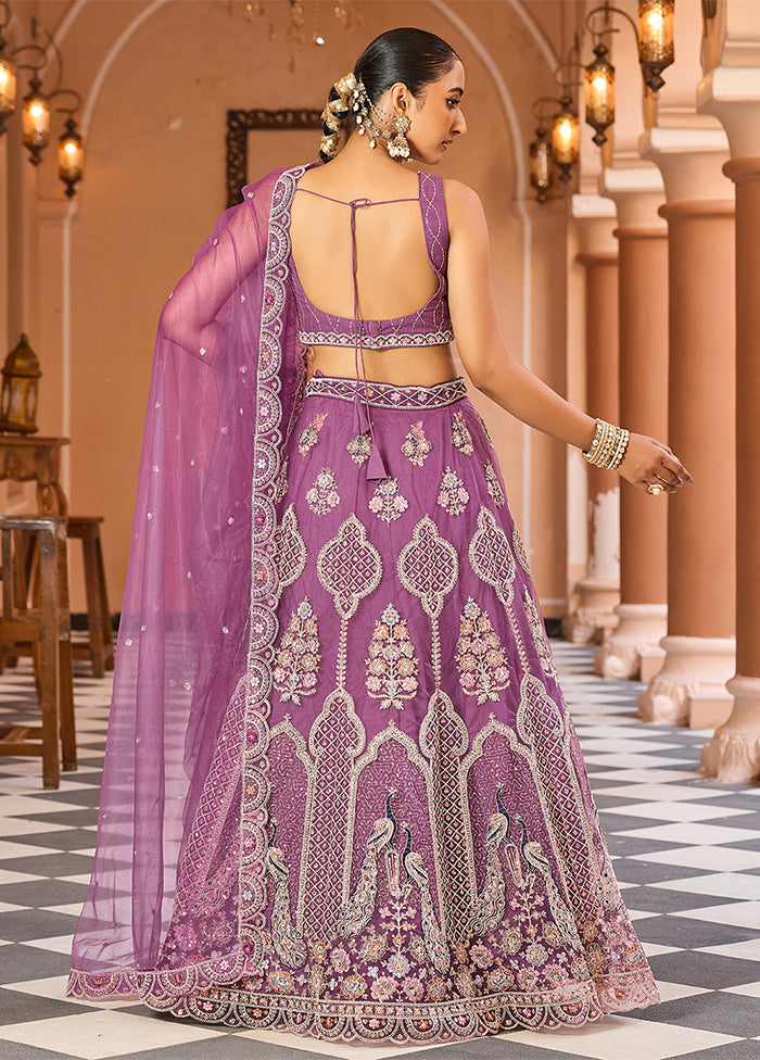 Lavender Net Dupatta Lehenga Set