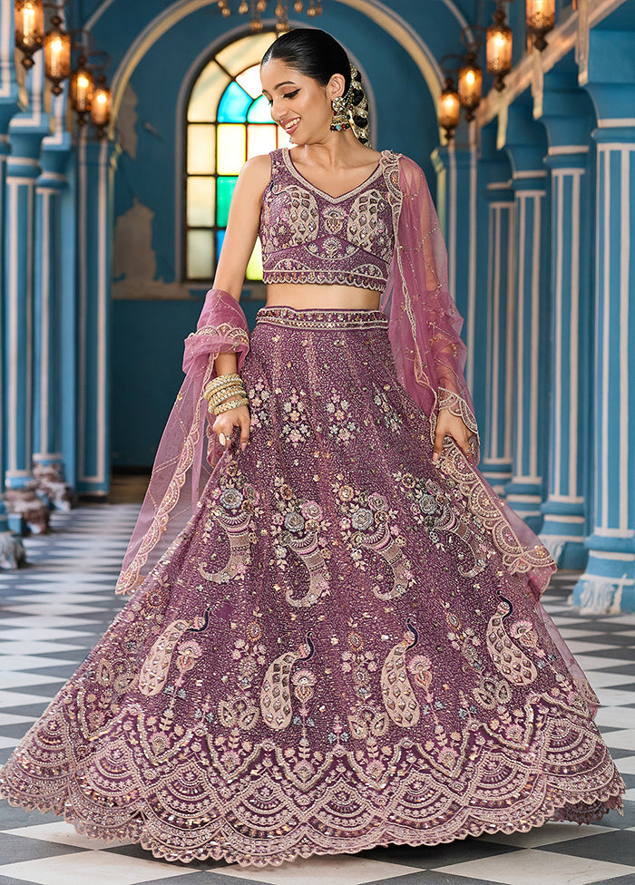 Lavender Net Dupatta Lehenga Set