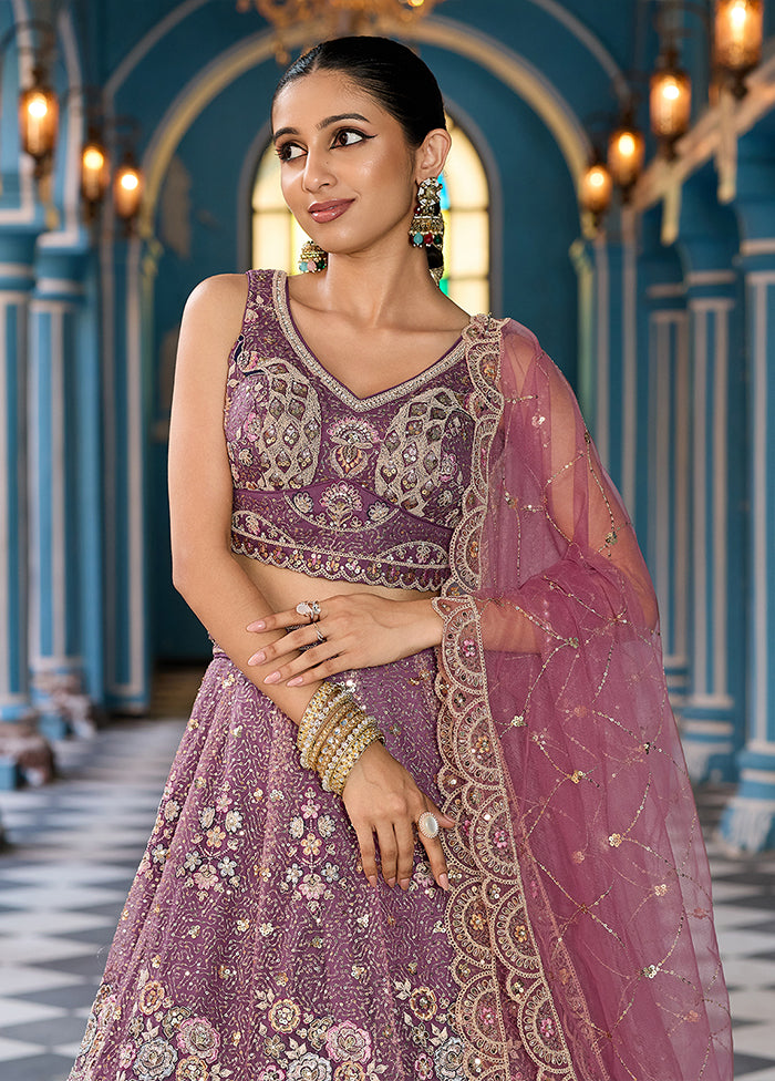 Lavender Net Dupatta Lehenga Set