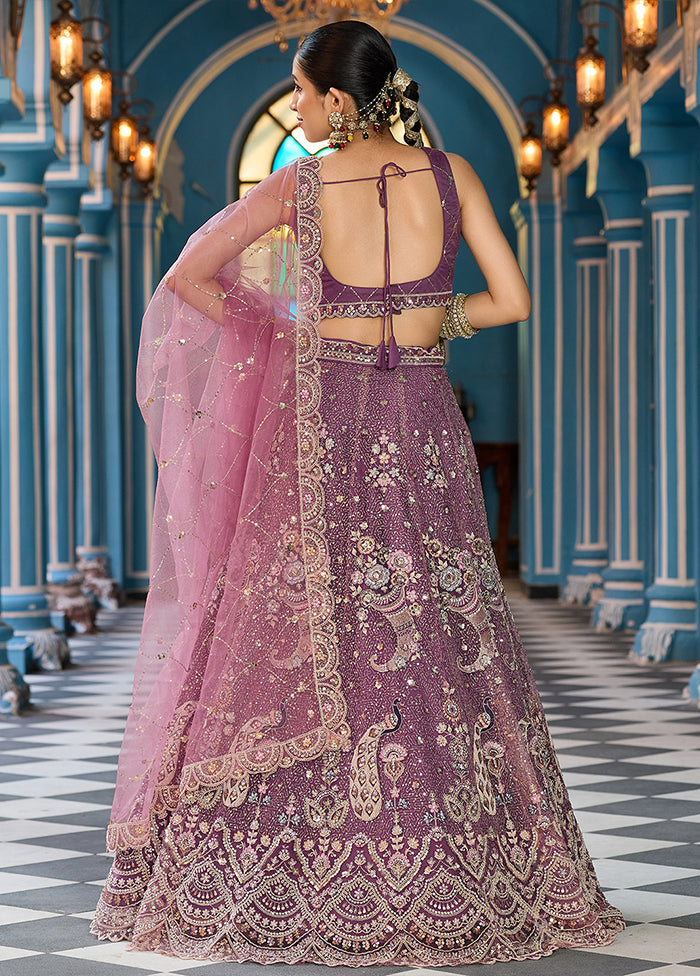Lavender Net Dupatta Lehenga Set