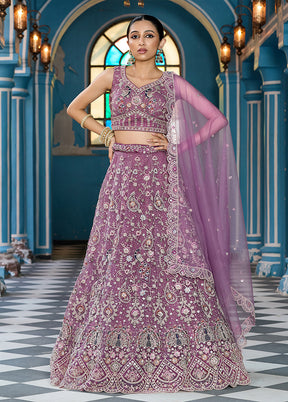 Lavender Net Dupatta Lehenga Set