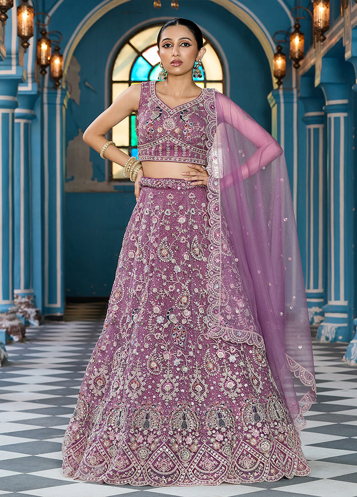 Lavender Net Dupatta Lehenga Set