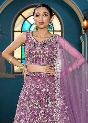 Lavender Net Dupatta Lehenga Set