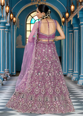 Lavender Net Dupatta Lehenga Set