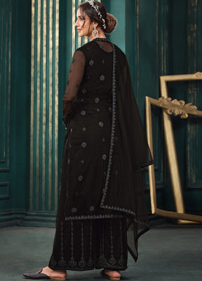 3 Pc Semistitched Black A Line Net Dress VDSL23112028 - Indian Silk House Agencies