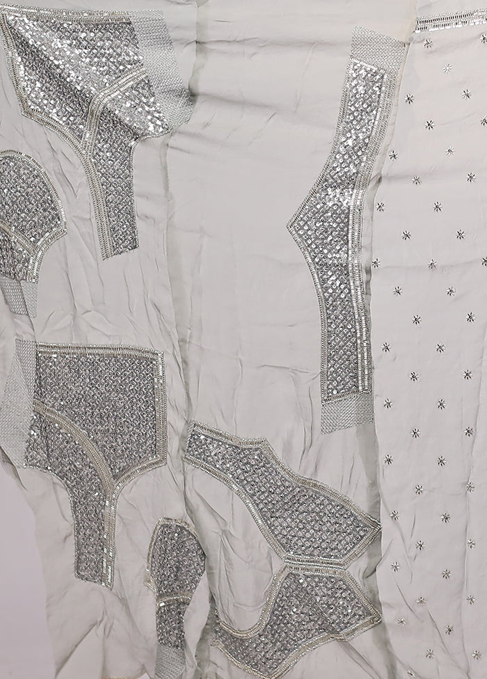 Grey Handloom Pure Georgette Saree With Blouse Piece