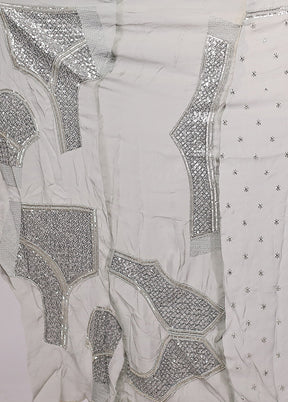 Grey Handloom Pure Georgette Saree With Blouse Piece