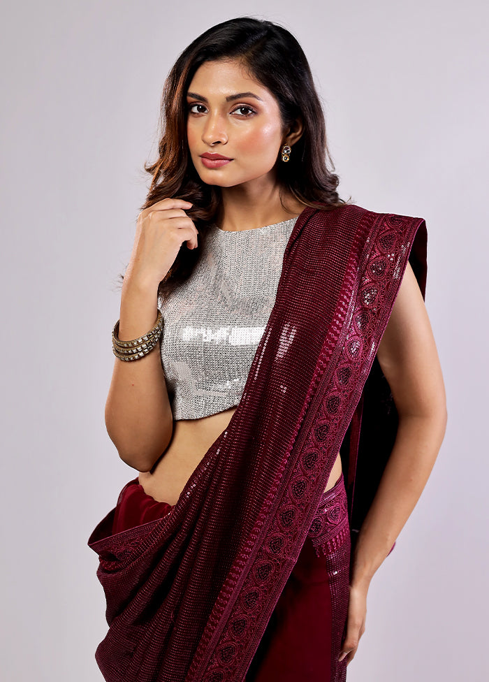 Purple Georgette Saree With Blouse Piece