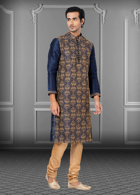 Multicolor Silk 2 Pc Kurta Pajama Set