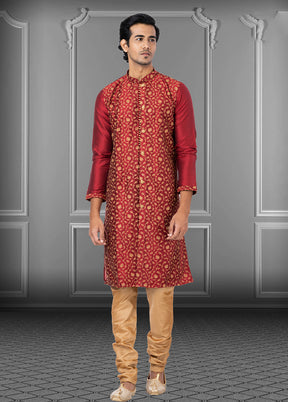 Multicolor Silk 2 Pc Kurta Pajama Set