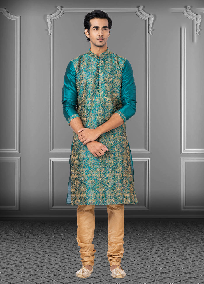 Multicolor Silk 2 Pc Kurta Pajama Set