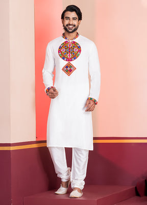 White Silk Kurta & Pajama Set