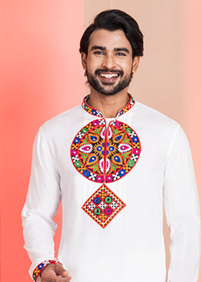 White Silk Kurta & Pajama Set