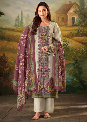 3 Pc Cream Silk Suit Set