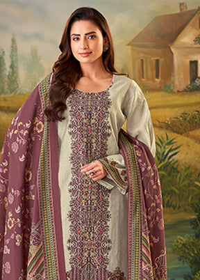 3 Pc Cream Silk Suit Set