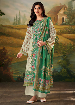 3 Pc Cream Silk Suit Set