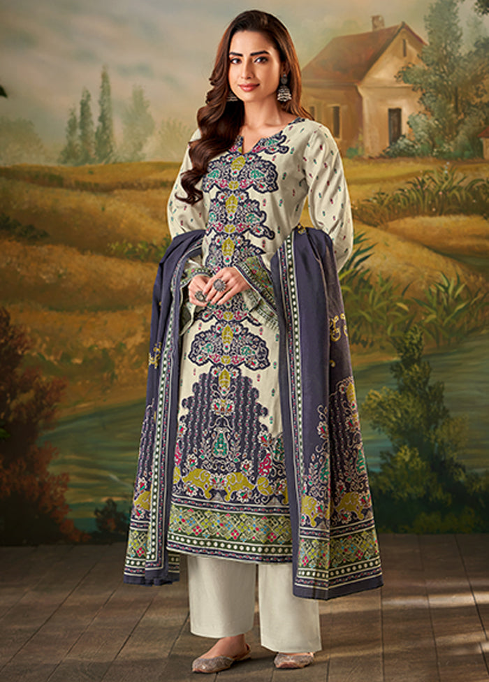 3 Pc Cream Silk Suit Set
