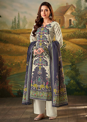 3 Pc Cream Silk Suit Set