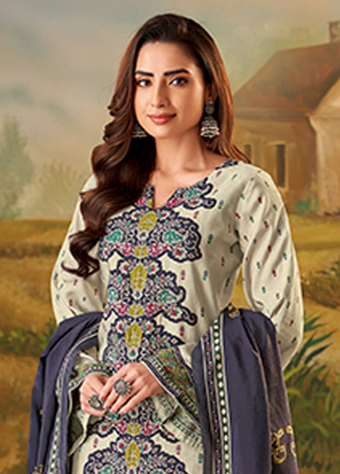 3 Pc Cream Silk Suit Set