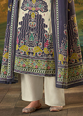 3 Pc Cream Silk Suit Set