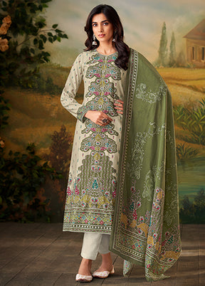 3 Pc Cream Silk Suit Set