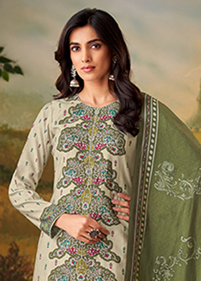 3 Pc Cream Silk Suit Set