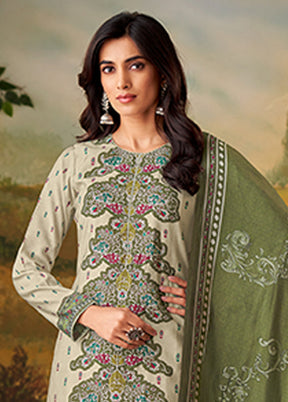 3 Pc Cream Silk Suit Set