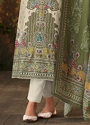 3 Pc Cream Silk Suit Set