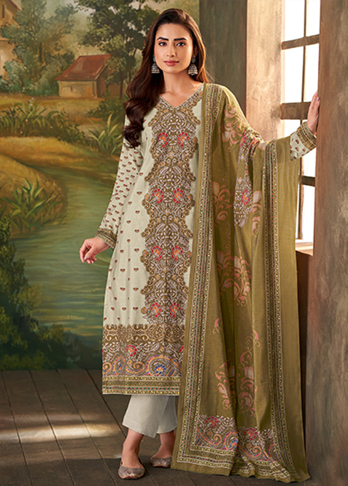 3 Pc Cream Silk Suit Set