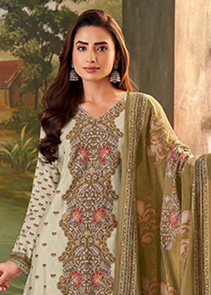 3 Pc Cream Silk Suit Set