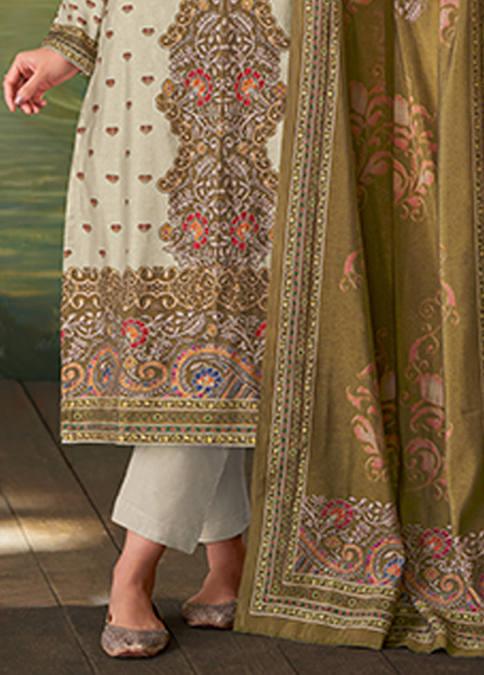 3 Pc Cream Silk Suit Set