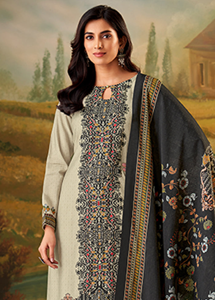 3 Pc Cream Silk Suit Set