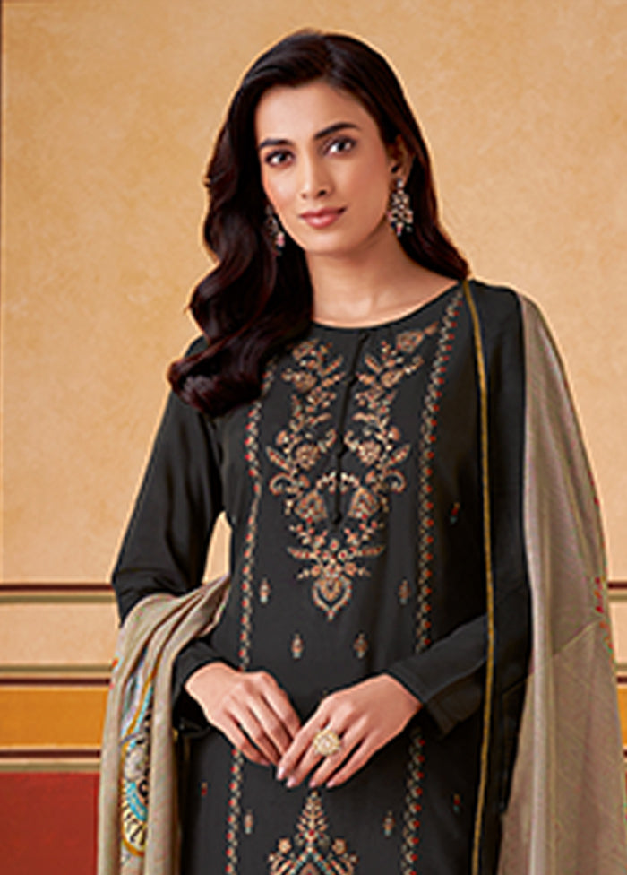 3 Pc Black Silk Suit Set