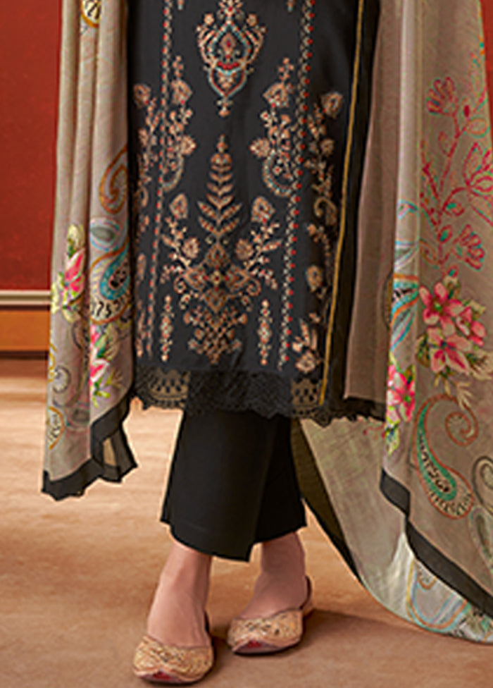 3 Pc Black Silk Suit Set