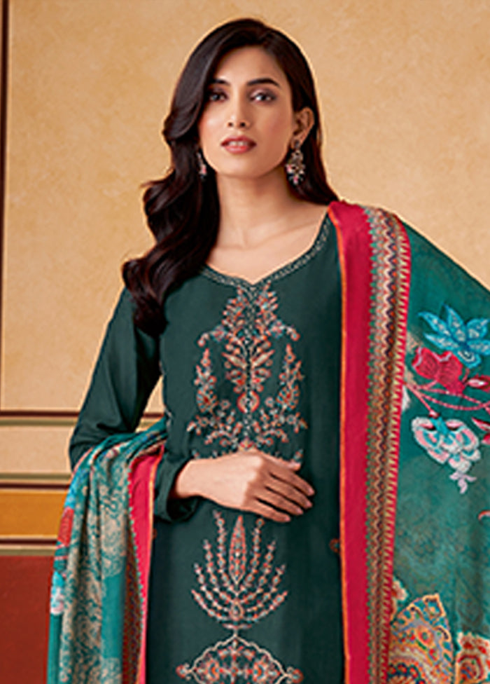 3 Pc Green Silk Suit Set