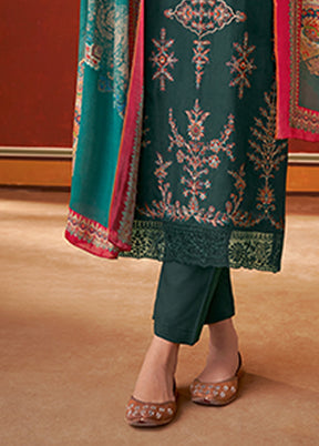 3 Pc Green Silk Suit Set