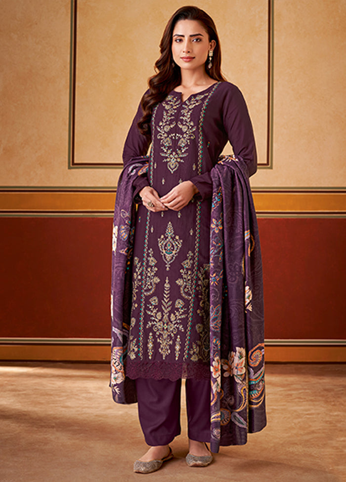 3 Pc Purple Silk Suit Set