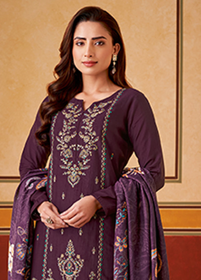 3 Pc Purple Silk Suit Set