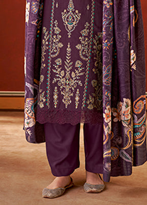 3 Pc Purple Silk Suit Set